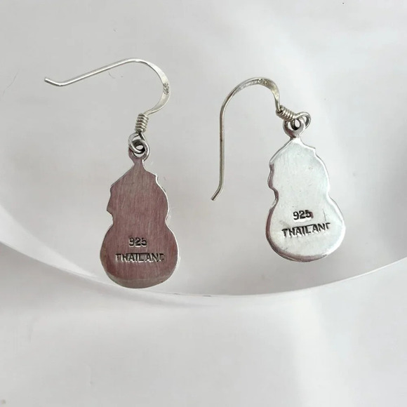 Sterling Silver Vintage Snowman 925 Stamped Thai Made Vintage Dangle Earrings - Picture 3 of 9